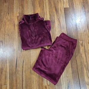 Plush Burgundy Tracksuit Set Size Small